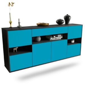 Sideboard Downey | hängend | Korpus Anthrazit | Front in Türkis | 180x79x35cm (BxHxT)