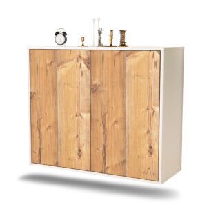 Sideboard Hialeah | hängend | Korpus Weiß | Front in Pinie Holz Optik | 92x79x35cm (BxHxT)