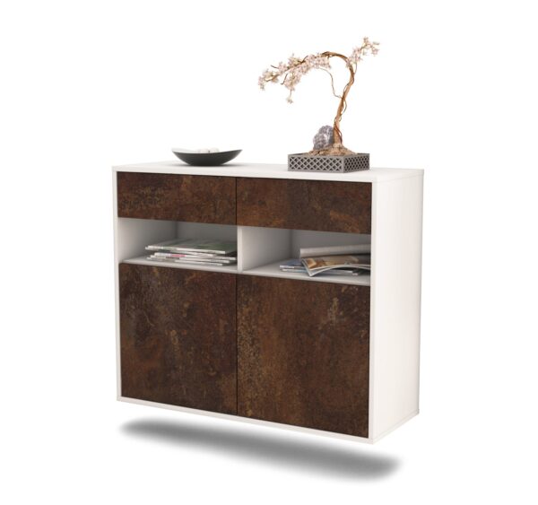 Sideboard North Las Vegas | hängend | Korpus Weiß | Front in Rost Optik | 92x79x35cm (BxHxT)
