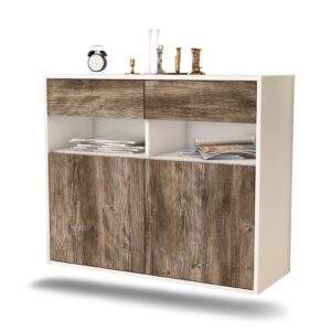 Sideboard North Las Vegas | hängend | Korpus Weiß | Front in Treibholz Holz Optik | 92x79x35cm (BxHxT)