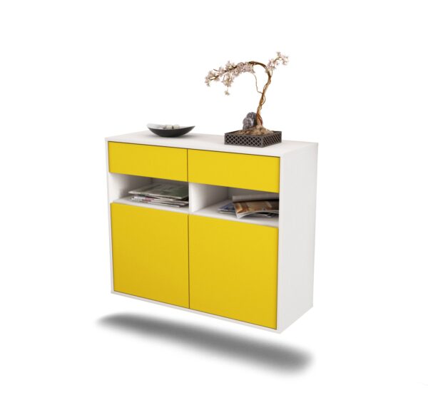 Sideboard North Las Vegas | hängend | Korpus Weiß | Front in Gelb | 92x79x35cm (BxHxT)