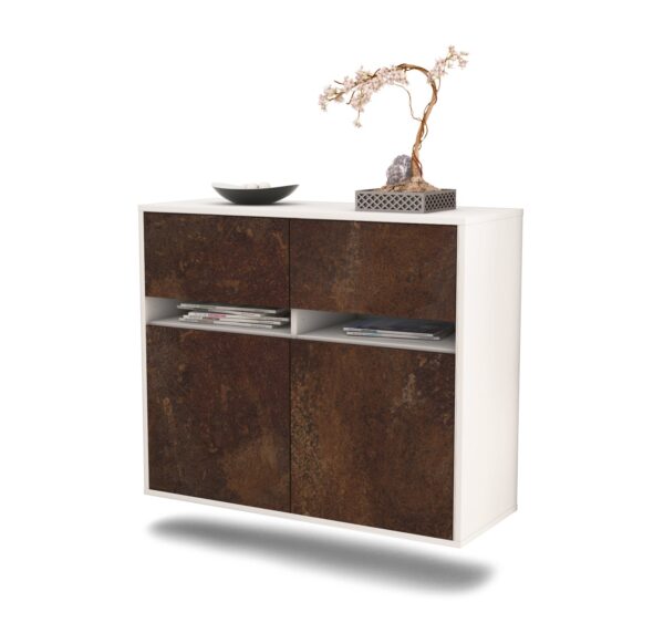 Sideboard Akron | hängend | Korpus Weiß | Front in Rost Optik | 92x79x35cm (BxHxT)