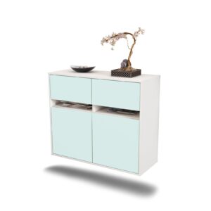 Sideboard Akron | hängend | Korpus Weiß | Front in Mint | 92x79x35cm (BxHxT)