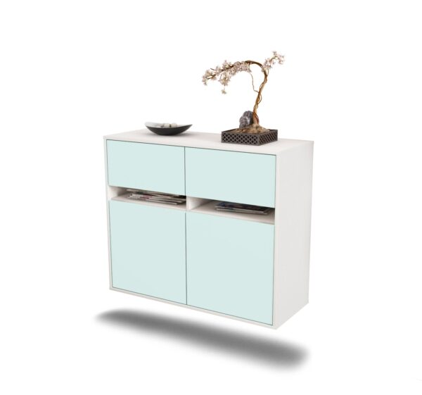 Sideboard Akron | hängend | Korpus Weiß | Front in Mint | 92x79x35cm (BxHxT)
