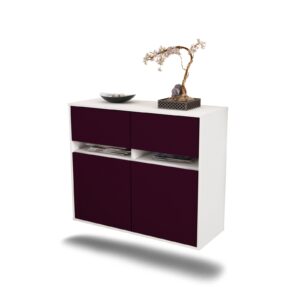 Sideboard Akron | hängend | Korpus Weiß | Front in Lila | 92x79x35cm (BxHxT)