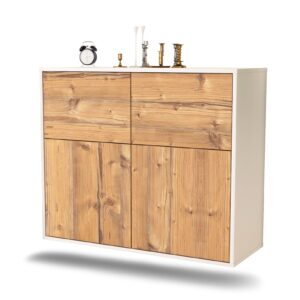 Sideboard Gilbert | hängend | Korpus Weiß | Front in Pinie Holz Optik | 92x79x35cm (BxHxT)
