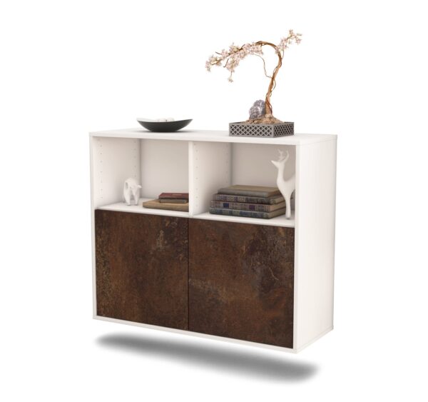Sideboard Rochester | hängend | Korpus Weiß | Front in Rost Optik | 92x79x35cm (BxHxT)