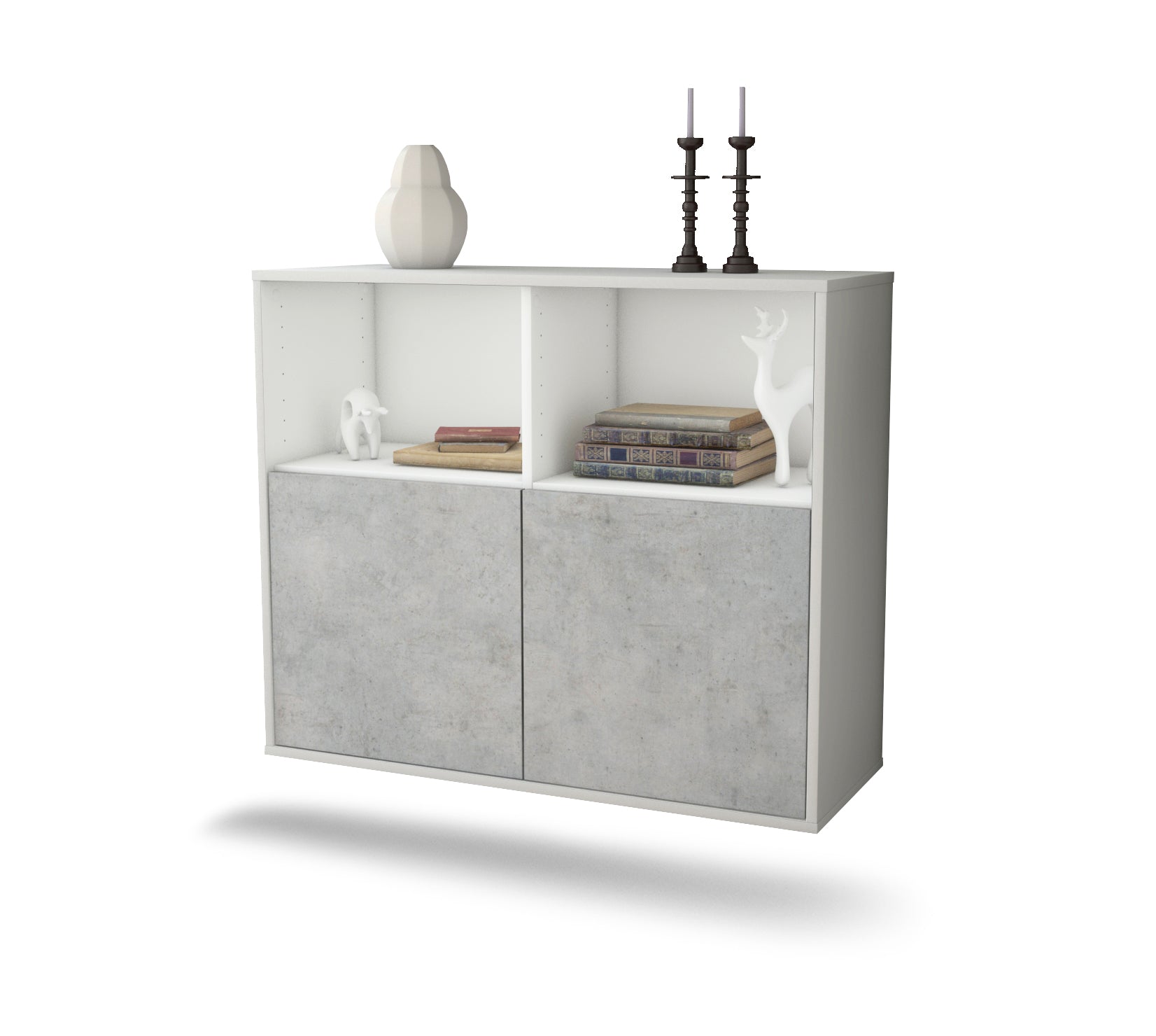 Sideboard Rochester | hängend | Korpus Weiß | Front in Beton Optik | 92x79x35cm (BxHxT) 1 Sideboard Rochester | hängend | Korpus Weiß | Front in Beton Optik | 92x79x35cm (BxHxT)