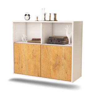 Sideboard Rochester | hängend | Korpus Weiß | Front in Eiche Holz Optik | 92x79x35cm (BxHxT)