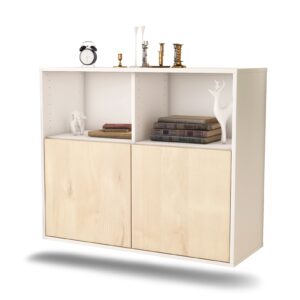 Sideboard Rochester | hängend | Korpus Weiß | Front in Zeder Holz Optik | 92x79x35cm (BxHxT)