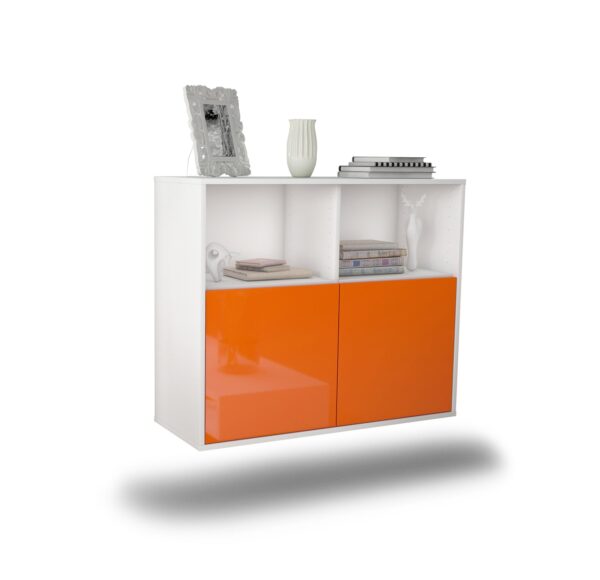 Sideboard Rochester | hängend | Korpus Weiß | Front in Hochglanz Orange | 92x79x35cm (BxHxT)