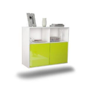 Sideboard Rochester | hängend | Korpus Weiß | Front in Hochglanz Grün | 92x79x35cm (BxHxT)