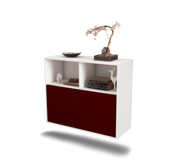 Sideboard Rochester | hängend | Korpus Weiß | Front in Bordeaux | 92x79x35cm (BxHxT)