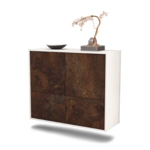 Sideboard Montgomery | hängend | Korpus Weiß | Front in Rost Optik | 92x79x35cm (BxHxT)