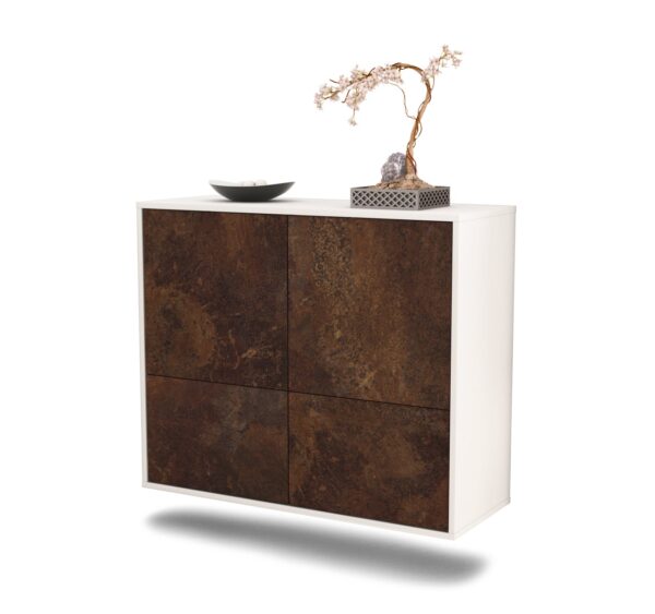 Sideboard Montgomery | hängend | Korpus Weiß | Front in Rost Optik | 92x79x35cm (BxHxT)