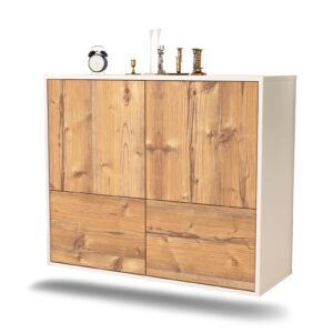 Sideboard Montgomery | hängend | Korpus Weiß | Front in Pinie Holz Optik | 92x79x35cm (BxHxT)