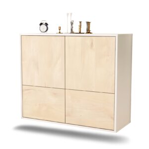 Sideboard Montgomery | hängend | Korpus Weiß | Front in Zeder Holz Optik | 92x79x35cm (BxHxT)