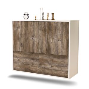 Sideboard Montgomery | hängend | Korpus Weiß | Front in Treibholz Holz Optik | 92x79x35cm (BxHxT)
