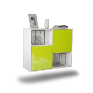Sideboard Modesto | hängend | Korpus Weiß | Front in Hochglanz Grün | 92x79x35cm (BxHxT)