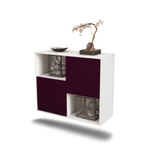 Sideboard Modesto | hängend | Korpus Weiß | Front in Lila | 92x79x35cm (BxHxT)