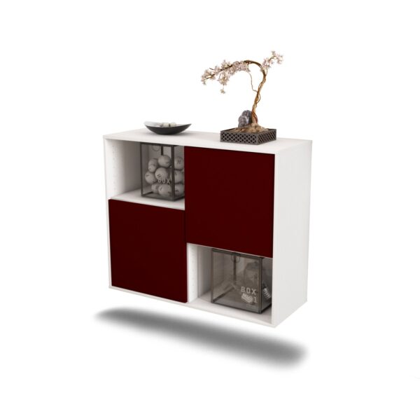 Sideboard Modesto | hängend | Korpus Weiß | Front in Bordeaux | 92x79x35cm (BxHxT)
