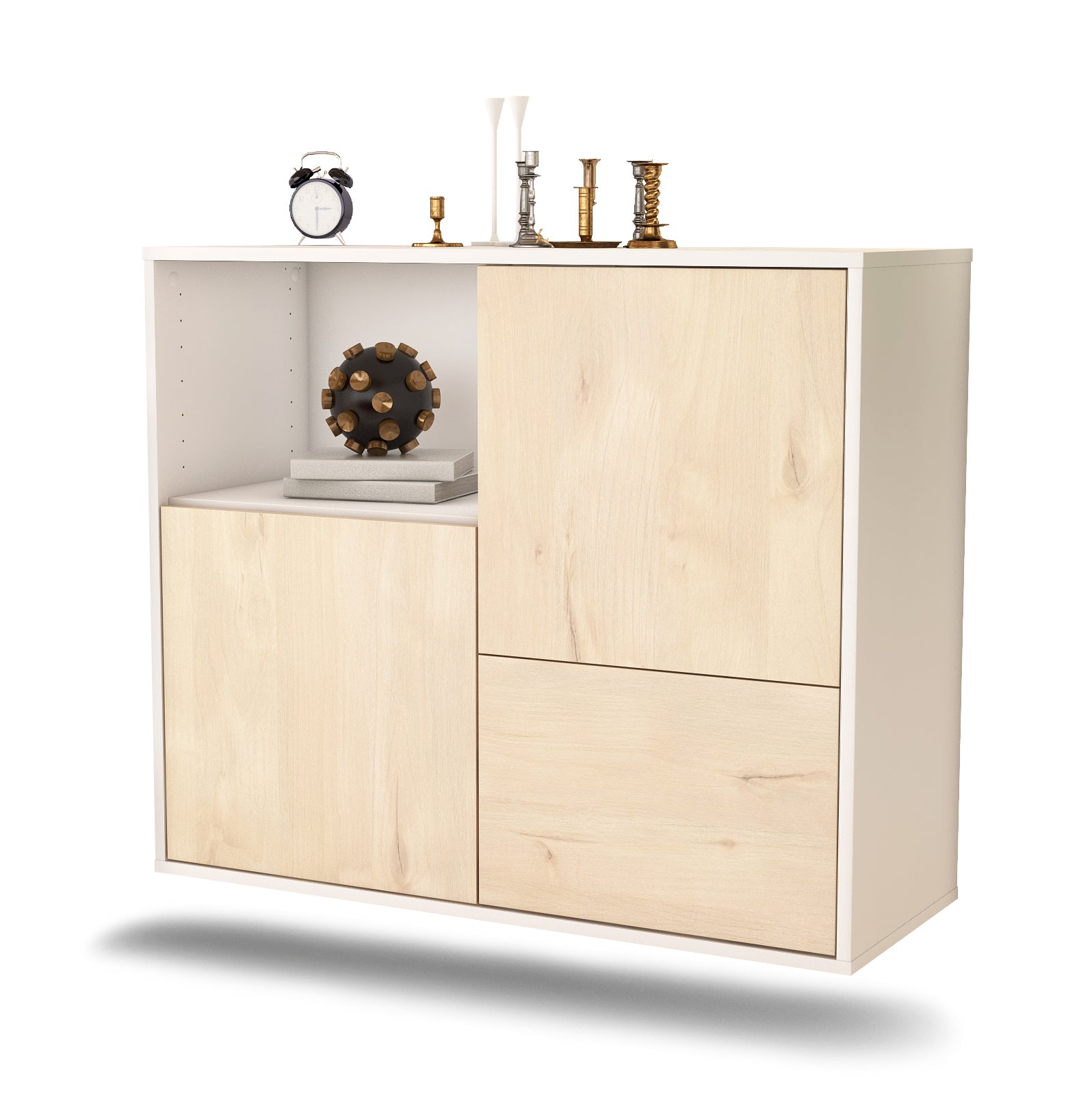 Sideboard Boise | hängend | Korpus Weiß | Front in Zeder Holz Optik | 92x79x35cm (BxHxT) 1 Sideboard Boise | hängend | Korpus Weiß | Front in Zeder Holz Optik | 92x79x35cm (BxHxT)