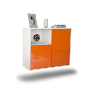 Sideboard Boise | hängend | Korpus Weiß | Front in Hochglanz Orange | 92x79x35cm (BxHxT)