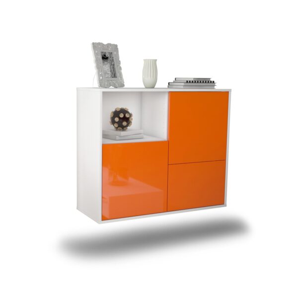 Sideboard Boise | hängend | Korpus Weiß | Front in Hochglanz Orange | 92x79x35cm (BxHxT)