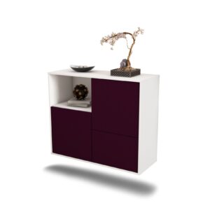 Sideboard Boise | hängend | Korpus Weiß | Front in Lila | 92x79x35cm (BxHxT)