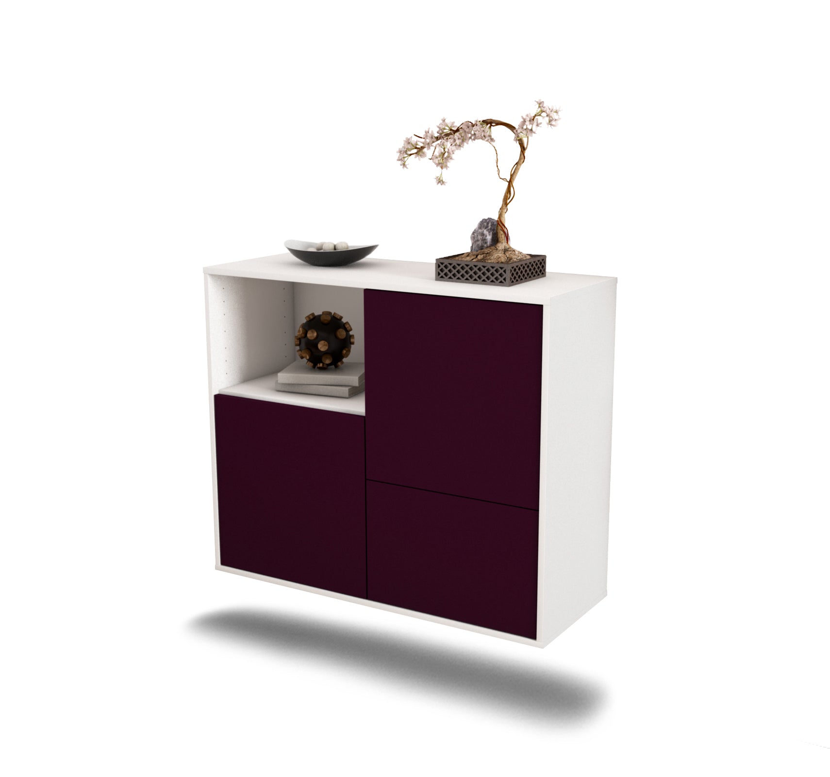Sideboard Boise | hängend | Korpus Weiß | Front in Lila | 92x79x35cm (BxHxT) 1 Sideboard Boise | hängend | Korpus Weiß | Front in Lila | 92x79x35cm (BxHxT)