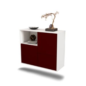 Sideboard Boise | hängend | Korpus Weiß | Front in Bordeaux | 92x79x35cm (BxHxT)