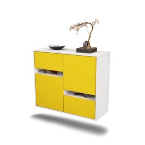 Sideboard Irvine | hängend | Korpus Weiß | Front in Gelb | 92x79x35cm (BxHxT)