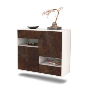 Sideboard Spokane | hängend | Korpus Weiß | Front in Rost Optik | 92x79x35cm (BxHxT)
