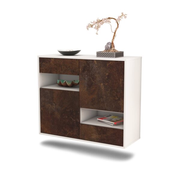 Sideboard Spokane | hängend | Korpus Weiß | Front in Rost Optik | 92x79x35cm (BxHxT)