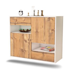 Sideboard Spokane | hängend | Korpus Weiß | Front in Pinie Holz Optik | 92x79x35cm (BxHxT)