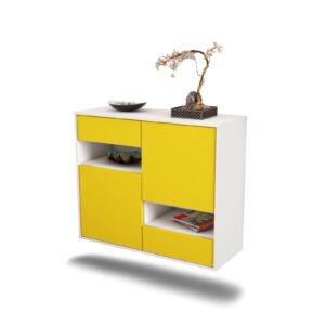 Sideboard Spokane | hängend | Korpus Weiß | Front in Gelb | 92x79x35cm (BxHxT)