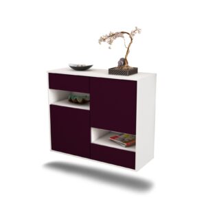 Sideboard Spokane | hängend | Korpus Weiß | Front in Lila | 92x79x35cm (BxHxT)