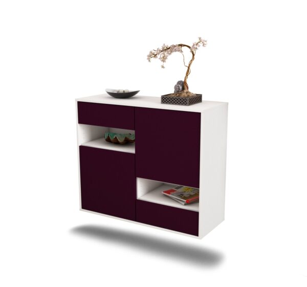 Sideboard Spokane | hängend | Korpus Weiß | Front in Lila | 92x79x35cm (BxHxT)