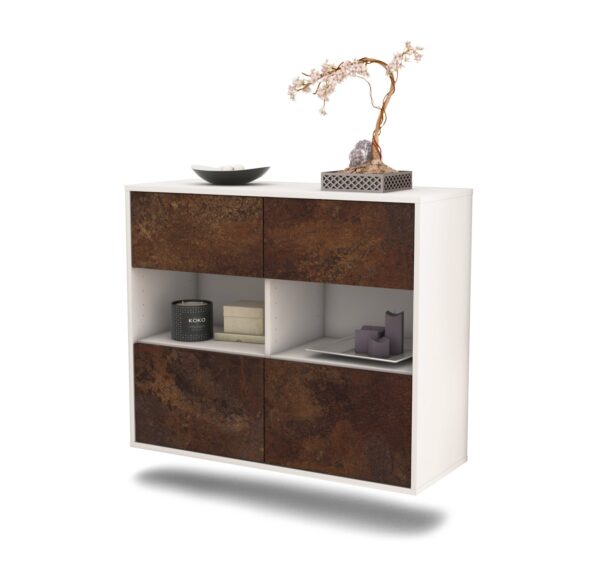 Sideboard Richmond | hängend | Korpus Weiß | Front in Rost Optik | 92x79x35cm (BxHxT)