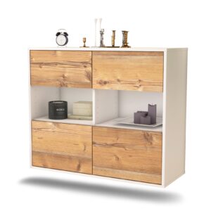 Sideboard Richmond | hängend | Korpus Weiß | Front in Pinie Holz Optik | 92x79x35cm (BxHxT)