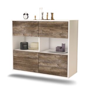 Sideboard Richmond | hängend | Korpus Weiß | Front in Treibholz Holz Optik | 92x79x35cm (BxHxT)
