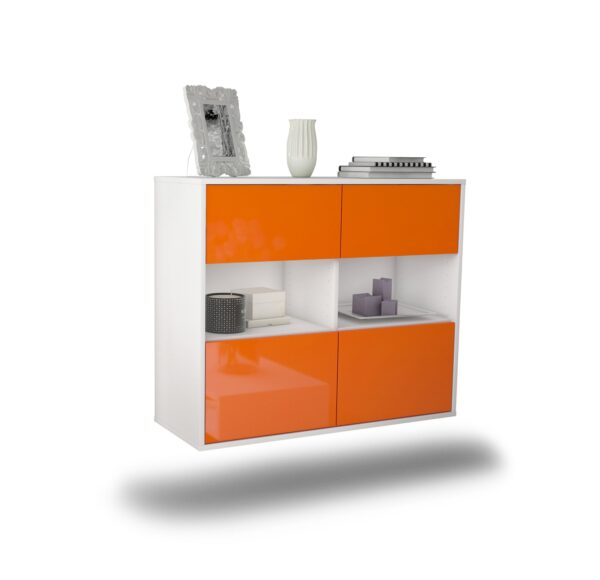 Sideboard Richmond | hängend | Korpus Weiß | Front in Hochglanz Orange | 92x79x35cm (BxHxT)