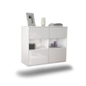 Sideboard Richmond | hängend | Korpus Weiß | Front in Hochglanz Weiß | 92x79x35cm (BxHxT)