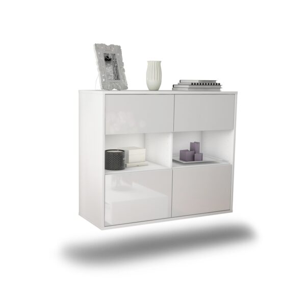 Sideboard Richmond | hängend | Korpus Weiß | Front in Hochglanz Weiß | 92x79x35cm (BxHxT)
