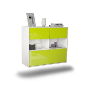 Sideboard Richmond | hängend | Korpus Weiß | Front in Hochglanz Grün | 92x79x35cm (BxHxT)