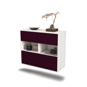 Sideboard Richmond | hängend | Korpus Weiß | Front in Lila | 92x79x35cm (BxHxT)