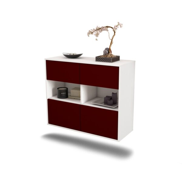 Sideboard Richmond | hängend | Korpus Weiß | Front in Bordeaux | 92x79x35cm (BxHxT)