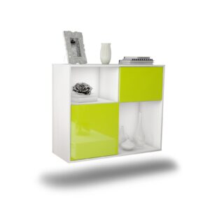 Sideboard Shreveport | hängend | Korpus Weiß | Front in Hochglanz Grün | 92x79x35cm (BxHxT)