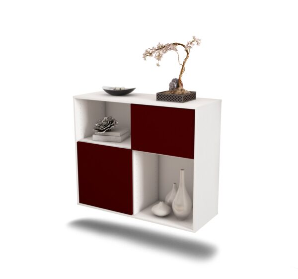 Sideboard Shreveport | hängend | Korpus Weiß | Front in Bordeaux | 92x79x35cm (BxHxT)