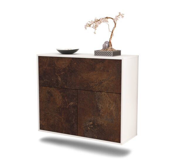 Sideboard Irving | hängend | Korpus Weiß | Front in Rost Optik | 92x79x35cm (BxHxT)